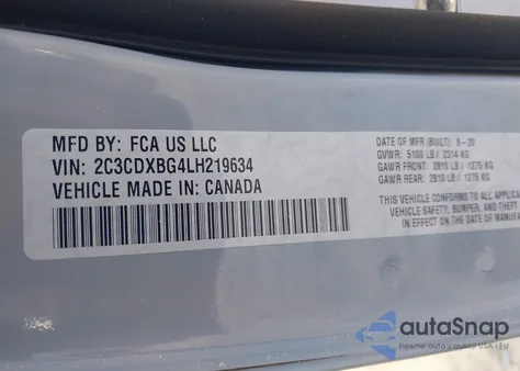 2020 Dodge Charger Sxt Rwd из США, поврежденный, VIN 2C3CDXBG4LH219634